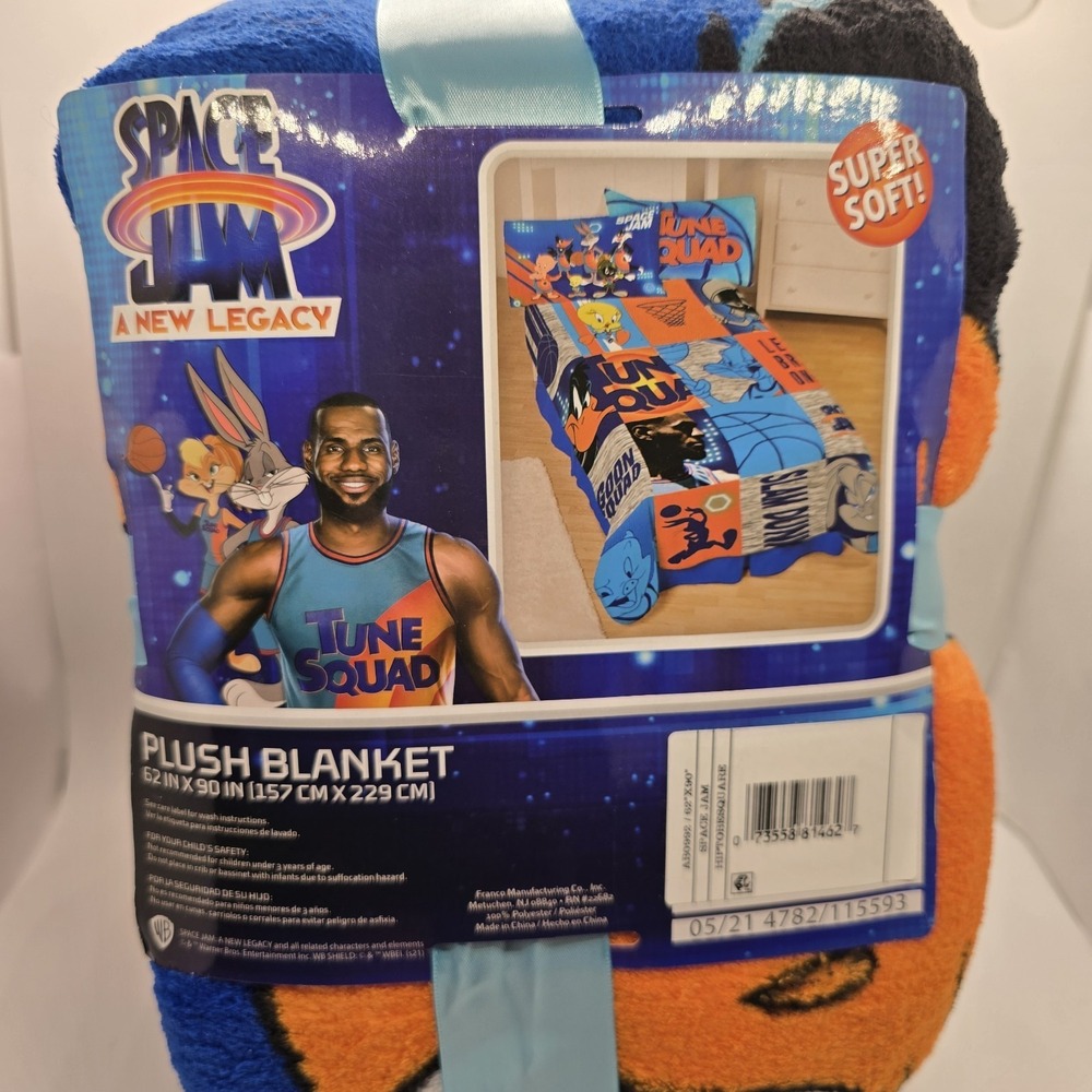 SPACE JAM ~ A New Legacy - Hip‎ To Be Square 62" x 90" Plush Fuzzy Blanket *NEW!
